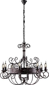 Żyrandol Baltimora z czarnego i rdzawo-lakierowanego żelaza, 8 świateł, 126 Ø76 BL183-8-RG