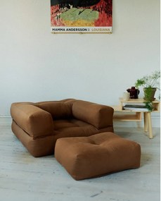 Rozkładany fotel z brązowym obiciem Karup Design Cube Mocca