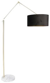 Nowoczesna lampa podłogowa ze złotym aksamitnym abażurem, czarna, 50 cm - Editor Nowoczesny Oswietlenie wewnetrzne