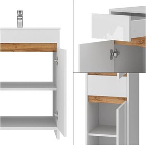 Zestaw mebli łazienkowych biały wysoki połysk 59.6x40x81.9 lemgo