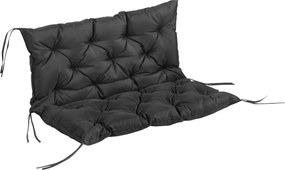 Outsunny Poduszka na Ławkę 3-osobową 100x98x8 cm z Paskami, Poduszka do Mebli Ogrodowych i Hollywoodzkiej Huśtawki, Czarna