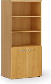 Szafa biurowa z drzwiami niskimi PRIMO WOOD, 800 x 500 x 1781 mm, buk