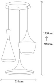 Czarna lampa wisząca z 3 kloszami Opviq lights Elmas