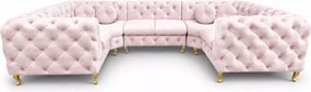 Luksusowy narożnik Chesterfield Moet U z ergonomicznym siedziskiem