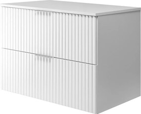 Szafka pod umywalkę, Biały, 80 x 57 x 46 cm, uchwyt srebrny + Blat