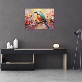 Obraz na szkle - Malowanie ptaka (70x50 cm)