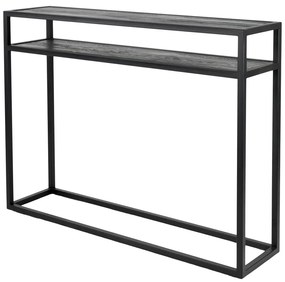 Czarna konsola z blatem z drewna dębowego 30x120 cm Daniël – Spinder Design
