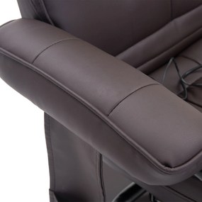 HOMCOM Fotel do Masażu Relax z Podnóżkiem 10 Punktów Wibracji Elegancki Brązowy | Aosom PL