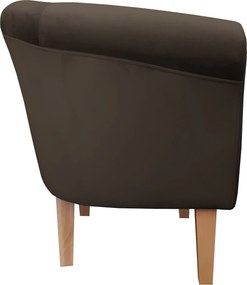 Fotel Milo tkanina Welur wygodny fotel tapicerowany do salonu i sypialni : Kolor nogi - Drewno, Kolor tkaniny - VELVET - MG05, Wysokość nogi - 20 cm