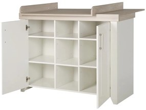 Biała niska komoda dziecięca w dekorze wiązu z przewijakiem 120x98 cm Felicia – Roba