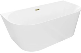 Mexen Oval Slim wanna wolnostojąca przyścienna 170 x 80 cm, biała, przelew złoty - 52661708000-50