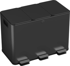 HOMCOM Kosz na śmieci z 3 x 20 L komorami, pokrywami dezodorantowymi, odporny na odciski palców, soft-close, wyjmowany, czarny