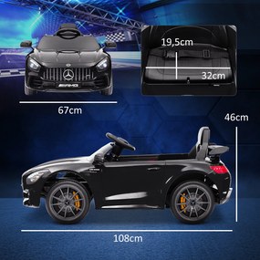 AIYAPLAY Elektryczny samochód dla dzieci Mercedes, 3-5 km/h, pilot, światła i muzyka, Czarny