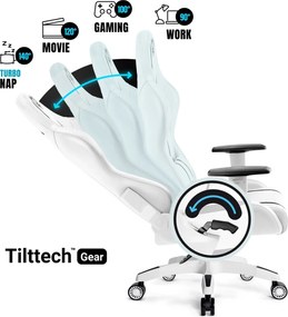Fotel gamingowy młodzieżowy Diablo X-One 2.0 Small Size, kolor biało-czarny