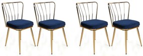Zestaw krzeseł do jadalni Yildiz Dark Blue, 4 szt.