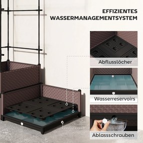 Outsunny Skrzynia do sadzenia ze stelażem do pnączy, otworami odpływowymi, plastikowymi donicami 100 x 50 x 174 cm | Aosom PL