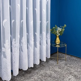 Firana żakardowa Pióra biała nowoczesna stylowa - wys. 160 cm