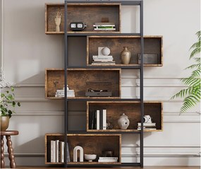 Biblioteka 5-poziomowa z półkami - 121 x 35 x 176 cm - Brązowa