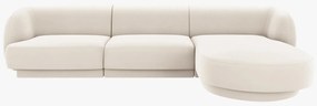 OUTLET Narożnik, sofa narożna prawostronna jasny beż welur 255/156/70 Miley od Micadoni