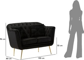 Czarna aksamitna sofa 130 cm Budapest – Mauro Ferretti