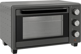 HOMCOM Minipiekarnik, 21 L Piekarnik tosterowy z 1 rusztem i 1 blachą, 3 tryby gotowania, 100 °C-230 °C, Stal nierdzewna, Szkło, Szary