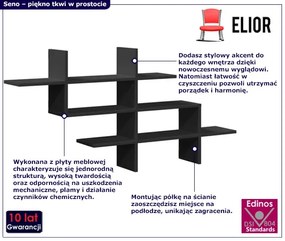 Nowoczesna czarna półka wisząca - Seno