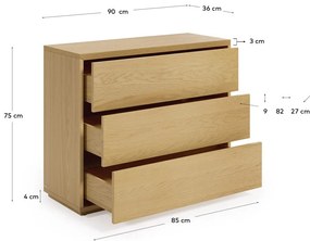 Niska komoda w dekorze dębu w naturalnym kolorze 90x75 cm Abilen − Kave Home