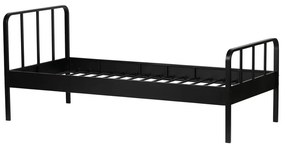 Czarne metalowe łóżko ze stelażem 90x200 cm Mees – WOOOD