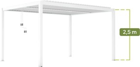 PERGOLA OGRODOWA BIAŁA MANUALNA LUXE 3x4x2.5 M Z OŚWIETLENIEM LED