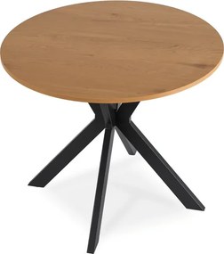 Zestaw Stół Okrągły LAUREN 80 cm Dąb Złoty/Czarny i 4 Krzesła ROBIN Czarne