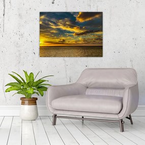 Obraz na szkle - zachód słońca nad morzem (70x50 cm)