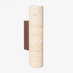Kinkiet Ścienny Z Trawertynu I Drewna Davise ↑32 Cm - Sklum