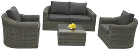 Rattanowy zestaw modułowy BORNEO LUXURY dla 4 osób (szary)