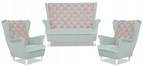 Zestaw uszak CAROL DUO sofa fotele Family Meble szaro - różowy