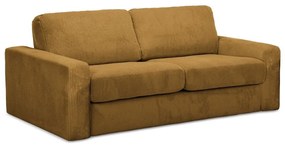 Musztardowa sztruksowa rozkładana sofa 195 cm Nona – Makamii