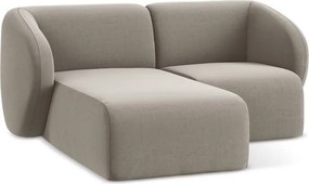 Jasnobrązowy aksamitny narożnik (lewostronny/z szezlongiem) Lani – Makamii