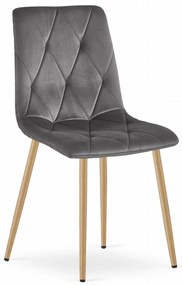 Ciemnoszare krzesło do jadalni welurowe LIBRA