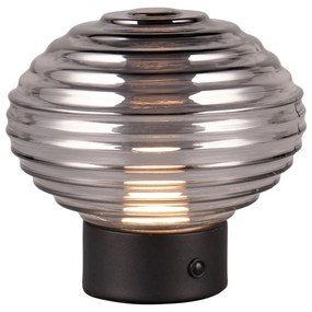 Czarno-szara lampa stołowa LED ze ściemniaczem i szklanym kloszem (wys. 14,5 cm) Earl – Trio