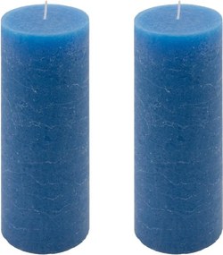 Zestaw świec rustykalnych, 20 cm, Ø 7,5 cm, niebieskie, 2 sz