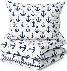 PrzytulneMieszkanie.pl PrzytulneMieszkanie.pl Bawełniana pościel NAVYSTA POLY niebiesko-biała Rozmiar pościeli: 70 x 90 cm | 140 x 200 cm