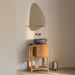 Zestaw Mebli Łazienkowych Bradley Z Drewna Tekowego Nieregularna Z Czarnego Cementu ↔︎40 Cm Fedro - Sklum