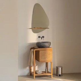 Zestaw Mebli Łazienkowych Z Drewna Tekowego Bradley Nieregularna Z Czarnego Cementu ↔︎40 Cm Fedro - Sklum