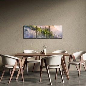 Obraz górskiego krajobrazu (z zegarem) (90x30 cm)