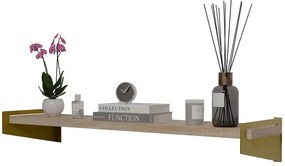 Półka ścienna glamour na książki złoty + dąb sonoma L4-C07