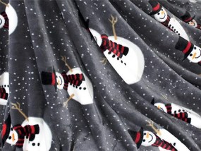 Świecący świąteczny mikropluszowy koc SNOW BUDDY, szary Rozmiar: 150 x 200 cm
