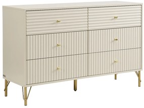 Komoda 6 szuflad - Beżowa - LOUREO