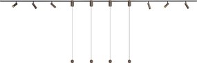 Nowoczesny system oświetlenia szynowego z 6 reflektorami i 4 lampami wiszącymi Easylift ciemny brąz 1-fazowy - Slimline Uzzy Tira