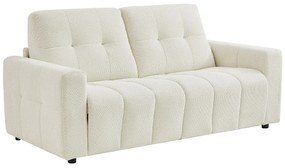 Kanapa  3-osobowa rozkładana z beżowej tkaniny szenilowej ISISTIA