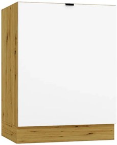 Szafka kuchenna dolna jednodrzwiowa 60 cm biały + dąb artisan - Elandro 6X