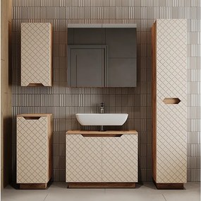 Zestaw mebli łazienkowych dąb/kaszmir ze strukturą płytek 79.6x32x62.5 lotta